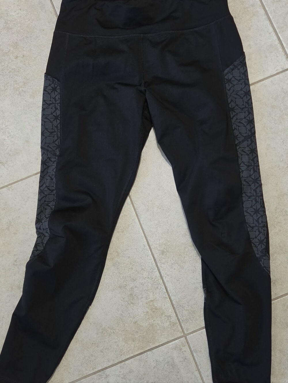Womens Black Performancer Pants with Patterned Side Panels And Thick Inner Layer